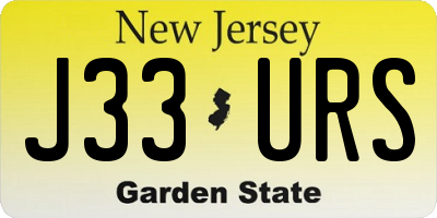 NJ license plate J33URS