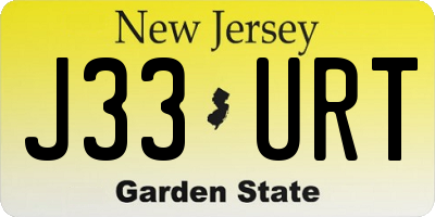 NJ license plate J33URT