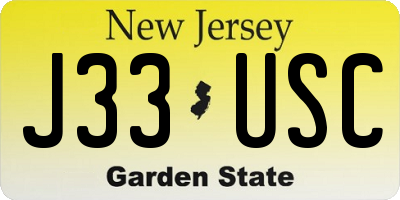 NJ license plate J33USC
