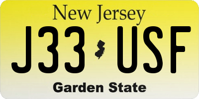NJ license plate J33USF