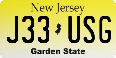 NJ license plate J33USG