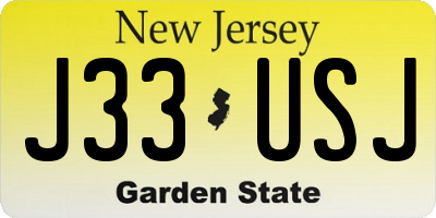 NJ license plate J33USJ
