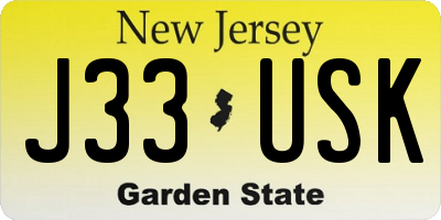 NJ license plate J33USK