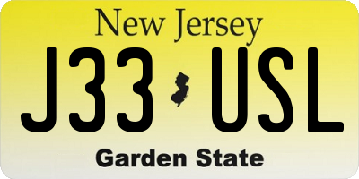 NJ license plate J33USL