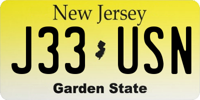 NJ license plate J33USN