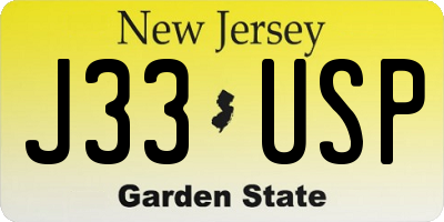 NJ license plate J33USP