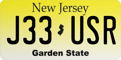NJ license plate J33USR