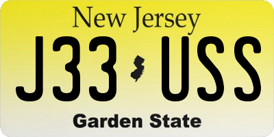 NJ license plate J33USS