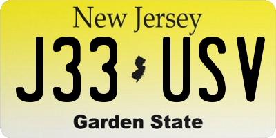 NJ license plate J33USV