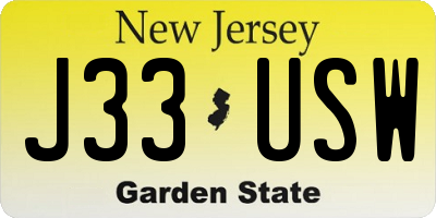 NJ license plate J33USW
