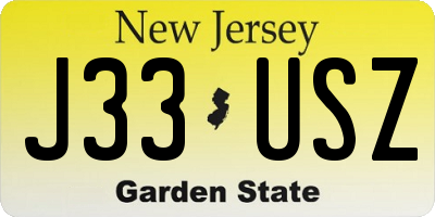 NJ license plate J33USZ