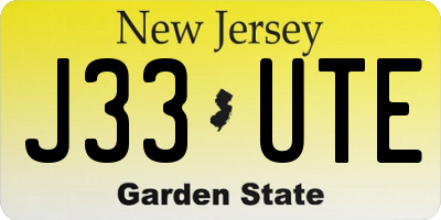 NJ license plate J33UTE