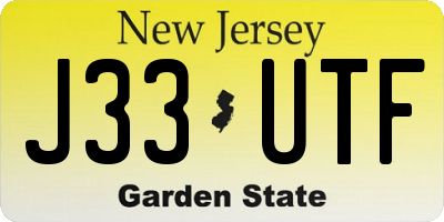 NJ license plate J33UTF