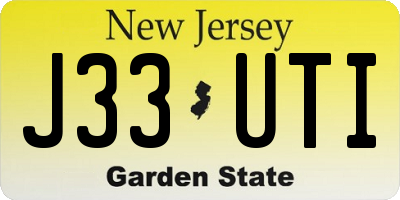 NJ license plate J33UTI