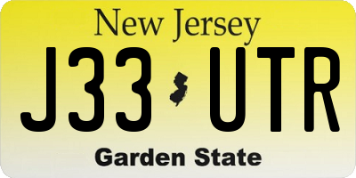 NJ license plate J33UTR