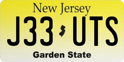 NJ license plate J33UTS