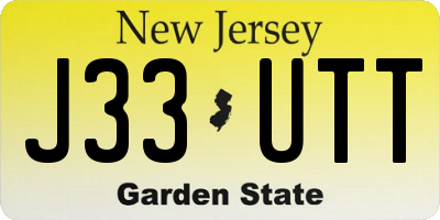 NJ license plate J33UTT