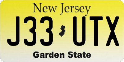 NJ license plate J33UTX