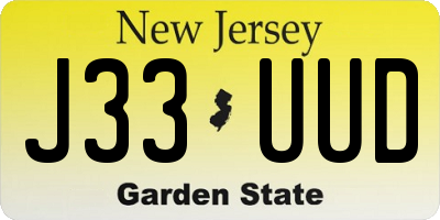 NJ license plate J33UUD
