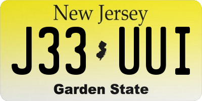 NJ license plate J33UUI