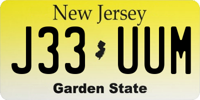 NJ license plate J33UUM