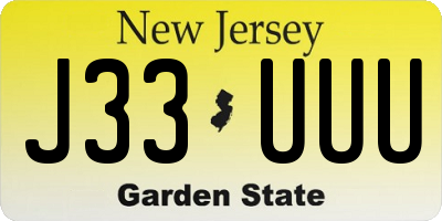 NJ license plate J33UUU