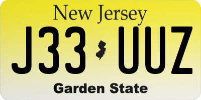 NJ license plate J33UUZ