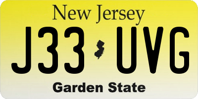 NJ license plate J33UVG