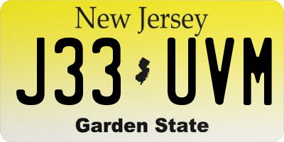 NJ license plate J33UVM