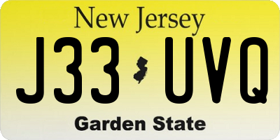 NJ license plate J33UVQ