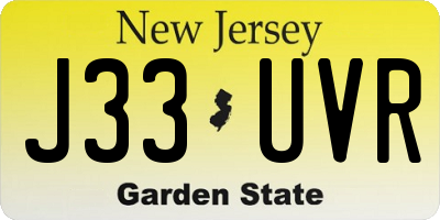 NJ license plate J33UVR