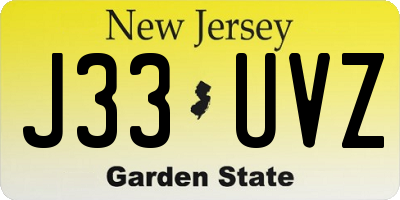 NJ license plate J33UVZ
