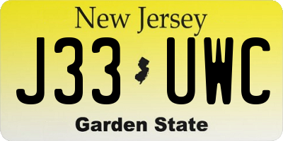 NJ license plate J33UWC