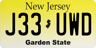 NJ license plate J33UWD