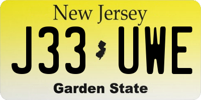 NJ license plate J33UWE