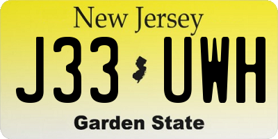 NJ license plate J33UWH