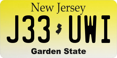 NJ license plate J33UWI