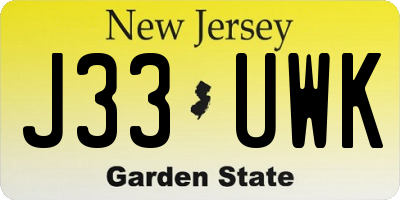 NJ license plate J33UWK