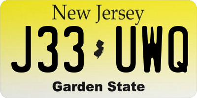 NJ license plate J33UWQ