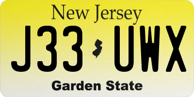 NJ license plate J33UWX