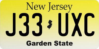 NJ license plate J33UXC