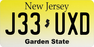 NJ license plate J33UXD