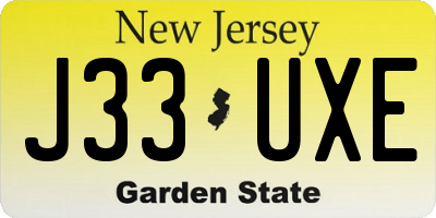 NJ license plate J33UXE
