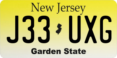 NJ license plate J33UXG