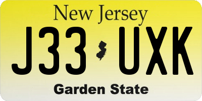 NJ license plate J33UXK