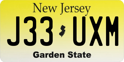 NJ license plate J33UXM
