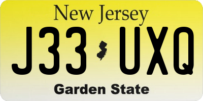 NJ license plate J33UXQ