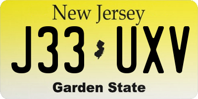 NJ license plate J33UXV