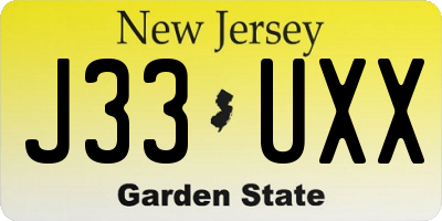 NJ license plate J33UXX