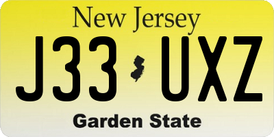NJ license plate J33UXZ